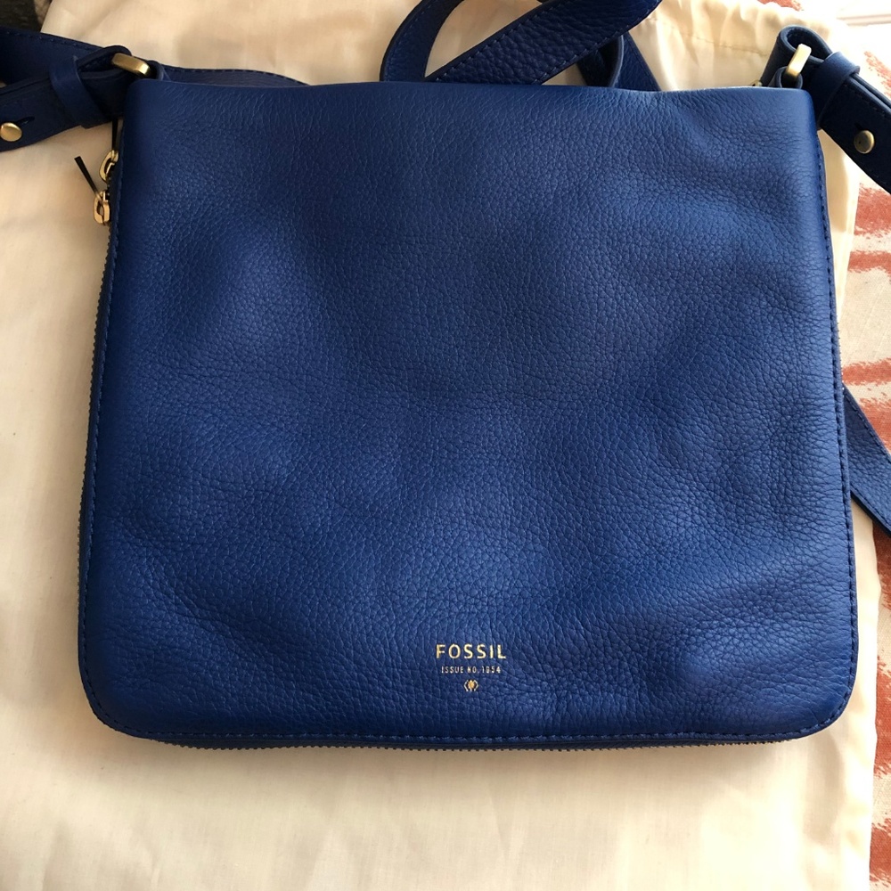 FOSSIL "PRESTON" SAPPHIRE COBALT BLUE CROSSBODY